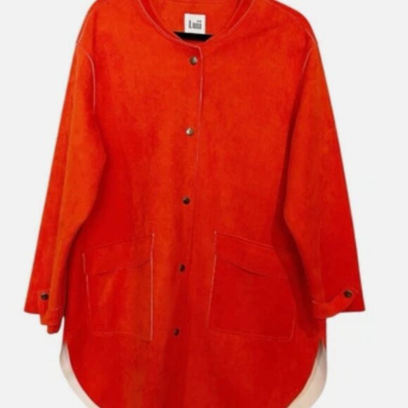 Luii Faux Suede Button Down Jacket (L) - Picture 1 of 9
